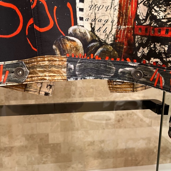 Knit “Jean jacket” style jacket. Very unique and colorful. - Picture 3 of 3